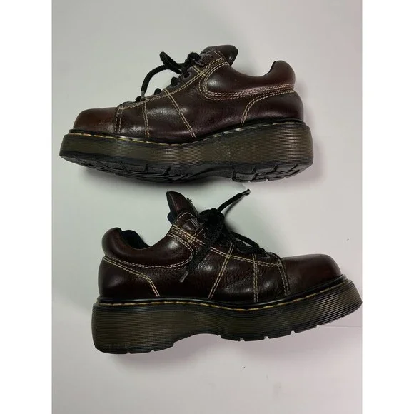 Vintage Dr Doc Martens Y2K Leather Oxford Chunky Platform Shoe Womens US Size 8 - Picture 11 of 14